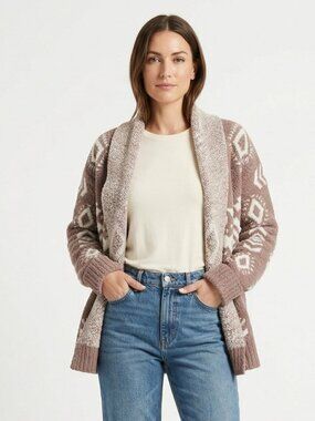 VICI Thick Plush Cozy Open Front Aztec Cardigan Size Medium, Western Boho